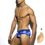 New Men's Belt Cup Close-fitting Camouflage Swim Briefs