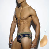 New Men's Belt Cup Close-fitting Camouflage Swim Briefs