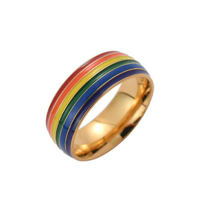 Fashion Rainbow Pride Ring Women Men Gay Lesbian LGBT Stainless Steel Friendship Jewelry