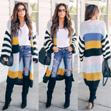 Women's Contrast Color Striped Cardigan Jacket