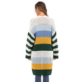 Women's Contrast Color Striped Cardigan Jacket