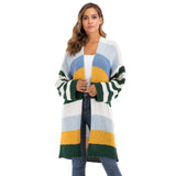 Women's Contrast Color Striped Cardigan Jacket