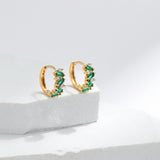 Leaf Inlaid Zircon Emerald Temperament Ear Clip Special-interest Design