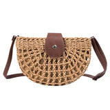 One-Shoulder Saddle Bag Fashion Messenger Straw Bag