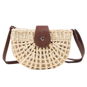 One-Shoulder Saddle Bag Fashion Messenger Straw Bag