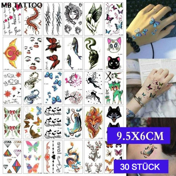 Personality geometric English letters flowers fashion tattoo stickers