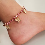 Rhinestone Butterfly Pendant Anklet