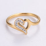 Creative Heart Retro Fashion Inlaid Stainless Steel Ring