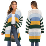 Women's Contrast Color Striped Cardigan Jacket