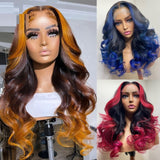 Gradient Orange Yellow Blue And Green Real Hair Headgear