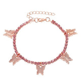 Rhinestone Butterfly Pendant Anklet