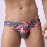 Cueca Triangular em Forma de U com Estampa de Nylon Masculina