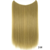 22 inches Invisible Wire No Clips in Hair Extensions Secret Fish Line Hairpieces Silky Straight Synthetic