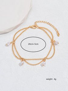 Hexagonal Star With Pearl Anklet Elegant High-grade Design Light Luxury