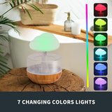 2-in-1 Desk Humidifier Rain Cloud Aromatherapy Essential Oil Zen Diffuser & Raining Cloud Night Light Mushroom Lamp