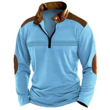 Men's Stitching Polo Shirt Long-sleeve Zipper Sports