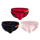 Men's T-shape Rainbow Cotton Breathable Sexy High Elastic Briefs U Bag