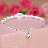 Copper Plated Silver Bell Transfer Bead Bracelet Opening Female Couple Bracelet Scrub Bracelet