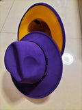 European And American Popular Woolen Top Color Matching Flat Brim Fedora Jazz Hat