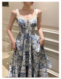 Fashion Retro Women Floral Strap Dress