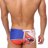 Men's Printed Sexy Lips Swim Briefs Bikini Low Waist Beach Quick-drying Briefs