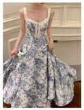 Fashion Retro Women Floral Strap Dress