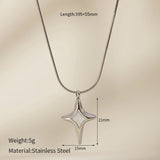 Natural White Shell Four Eight-pointed Stars Pendant Necklace For Women