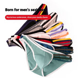 Men's T-shape Rainbow Cotton Breathable Sexy High Elastic Briefs U Bag