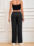 Women's Solid Color Button Slim Fit Fashionable Pants