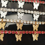 Rhinestone Butterfly Pendant Anklet