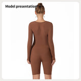 Moda feminina Bodysuit cor sólida simples