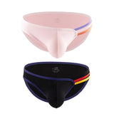 Men's T-shape Rainbow Cotton Breathable Sexy High Elastic Briefs U Bag