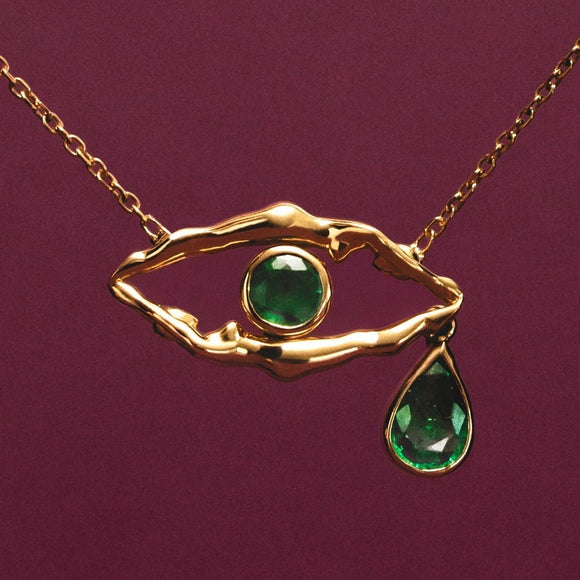 Devil's Eye Emerald Necklace Ring