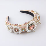 New Fashion European And American Style Baroque Light Luxury Sponge Rhinestone Pearl GEM Headband