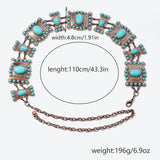 Fashionable Zinc Alloy Simple All-match Carved Turquoise Waist Chain