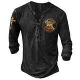 Men's Simple Round Neck Long Sleeve Buckle 3d Digital Printed T-shirt