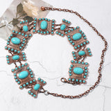 Fashionable Zinc Alloy Simple All-match Carved Turquoise Waist Chain