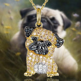 Colar com pingente em forma de animal de estimação Pug