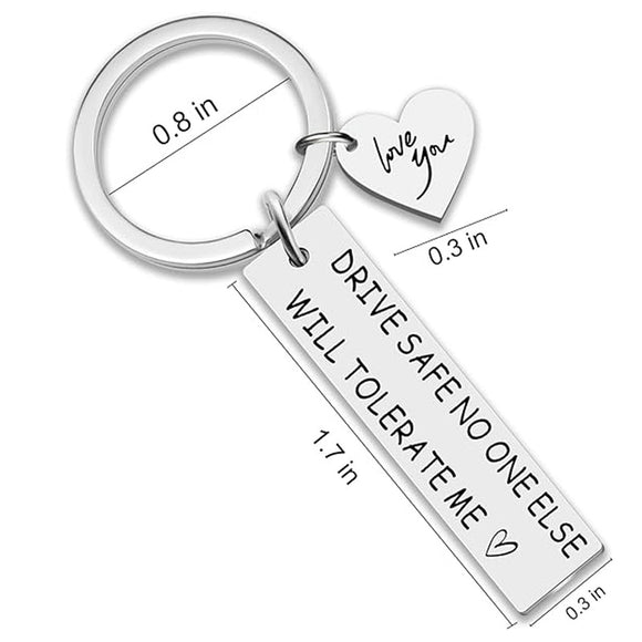 Driving Safety Stainless Steel Key Ring