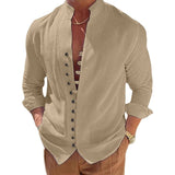 Cotton And Linen Casual Loose Long Sleeve Shirt