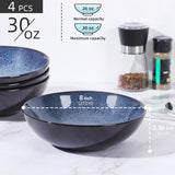 Creative Western Kiln Change Peacock Blue Bowl 30oz Bowl Set Of 4 For Cereal, Salad, Pasta, Soup, Dessert, Serving Dishwasher, Microwave And Oven