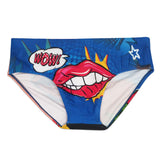 Men's Printed Sexy Lips Swim Briefs Bikini Low Waist Beach Quick-drying Briefs