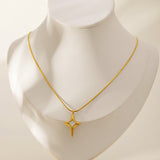 Natural White Shell Four Eight-pointed Stars Pendant Necklace For Women