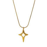 Natural White Shell Four Eight-pointed Stars Pendant Necklace For Women