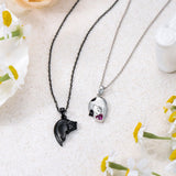 Couple Stitching Love Black And White  Hug Cute Pet Cat Couple Pendant Necklace For Women Girls Fashion Exquisite Gift