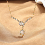 Micro Inlaid Zircon Water Drop V-shaped Necklace Niche High Sense