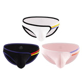 Men's T-shape Rainbow Cotton Breathable Sexy High Elastic Briefs U Bag