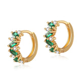 Leaf Inlaid Zircon Emerald Temperament Ear Clip Special-interest Design