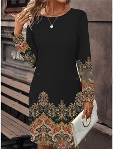 Christmas New Women's Clothes Long Sleeve T-shirt Dress Digital Printing