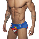 Men's Printed Sexy Lips Swim Briefs Bikini Low Waist Beach Quick-drying Briefs